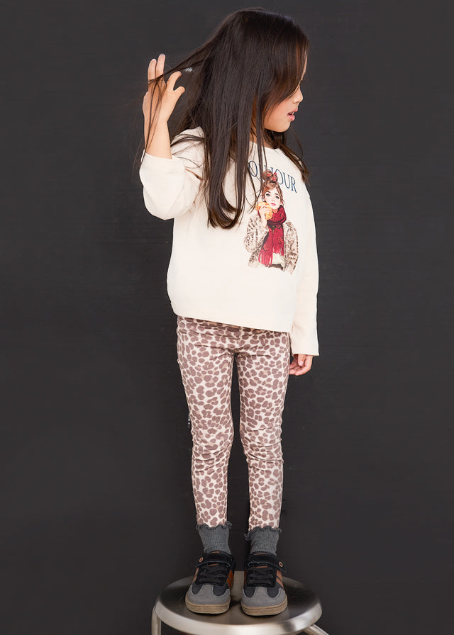 Mayoral Mädchen Set Strick Leggings bedruckt Kastanie Ansicht 2