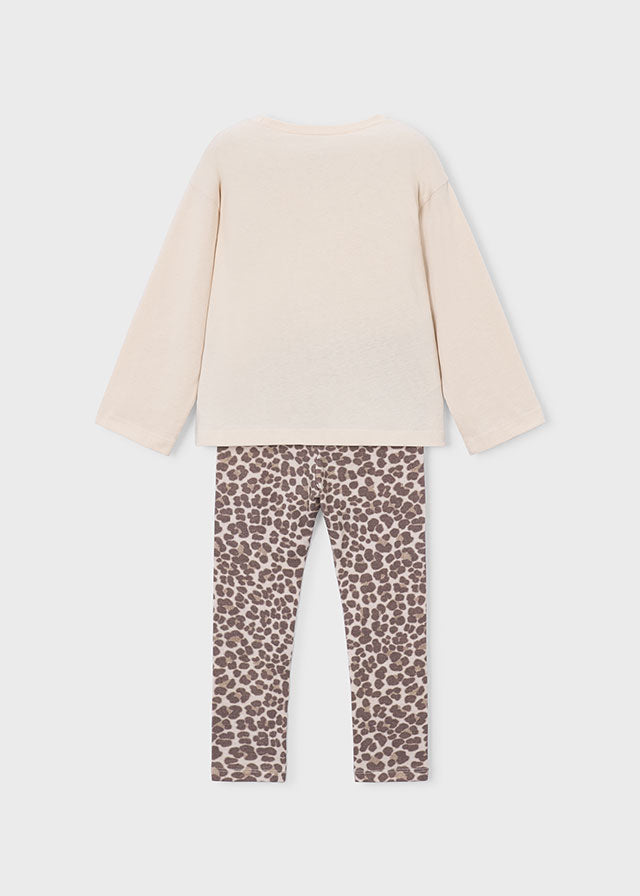 Mayoral Mädchen Set Strick Leggings bedruckt Kastanie Ansicht 5