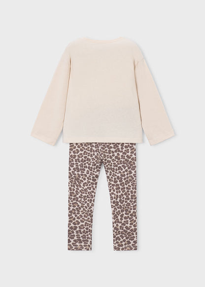 Mayoral Mädchen Set Strick Leggings bedruckt Kastanie Ansicht 5