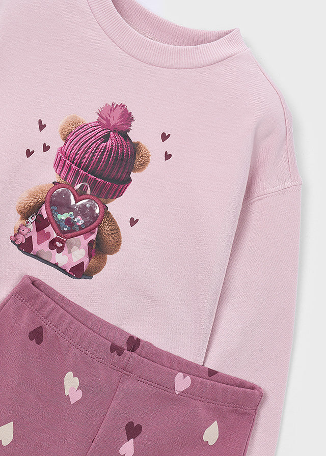 Mayoral Mädchen Set Fleece-Leggings bedruckt Violett Ansicht 6