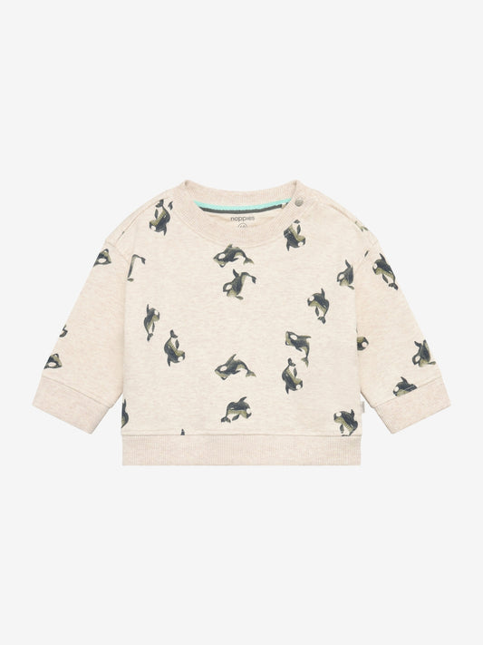 Noppies Jungen Sweatshirt Sand Melange mit Walprint