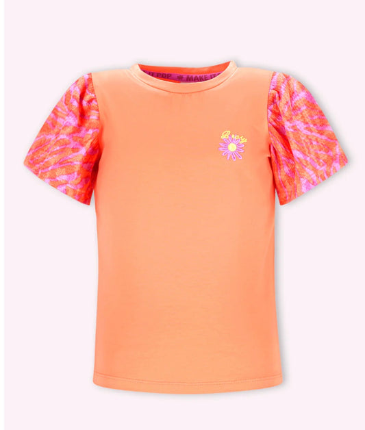 B.Nosy Mädchen Top Coral – Musterärmel Sommer