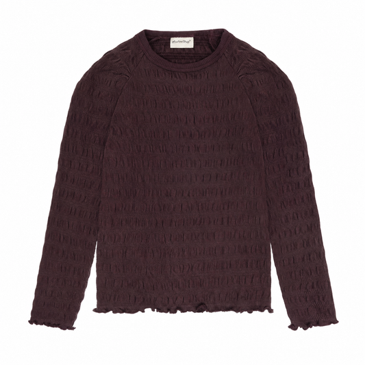 Minymo Mädchen Langarmshirt strukturiert – Bordeaux