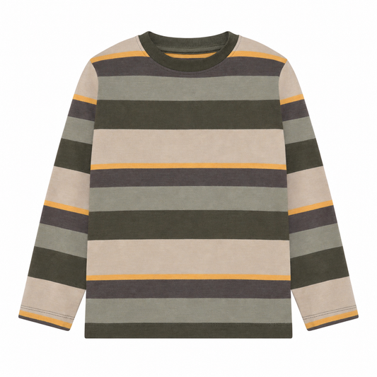 Minymo Jungen Langarmshirt gestreift – Grün