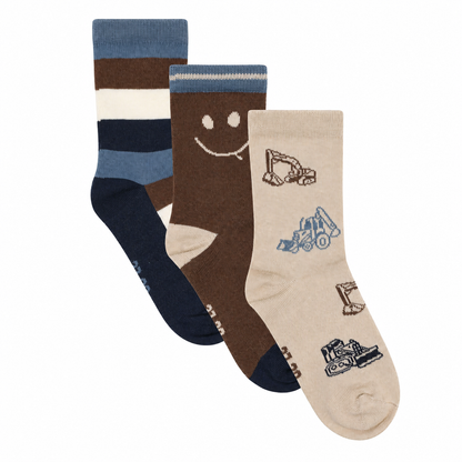 Minymo Jungen Socken 3er-Pack gemustert – Grau