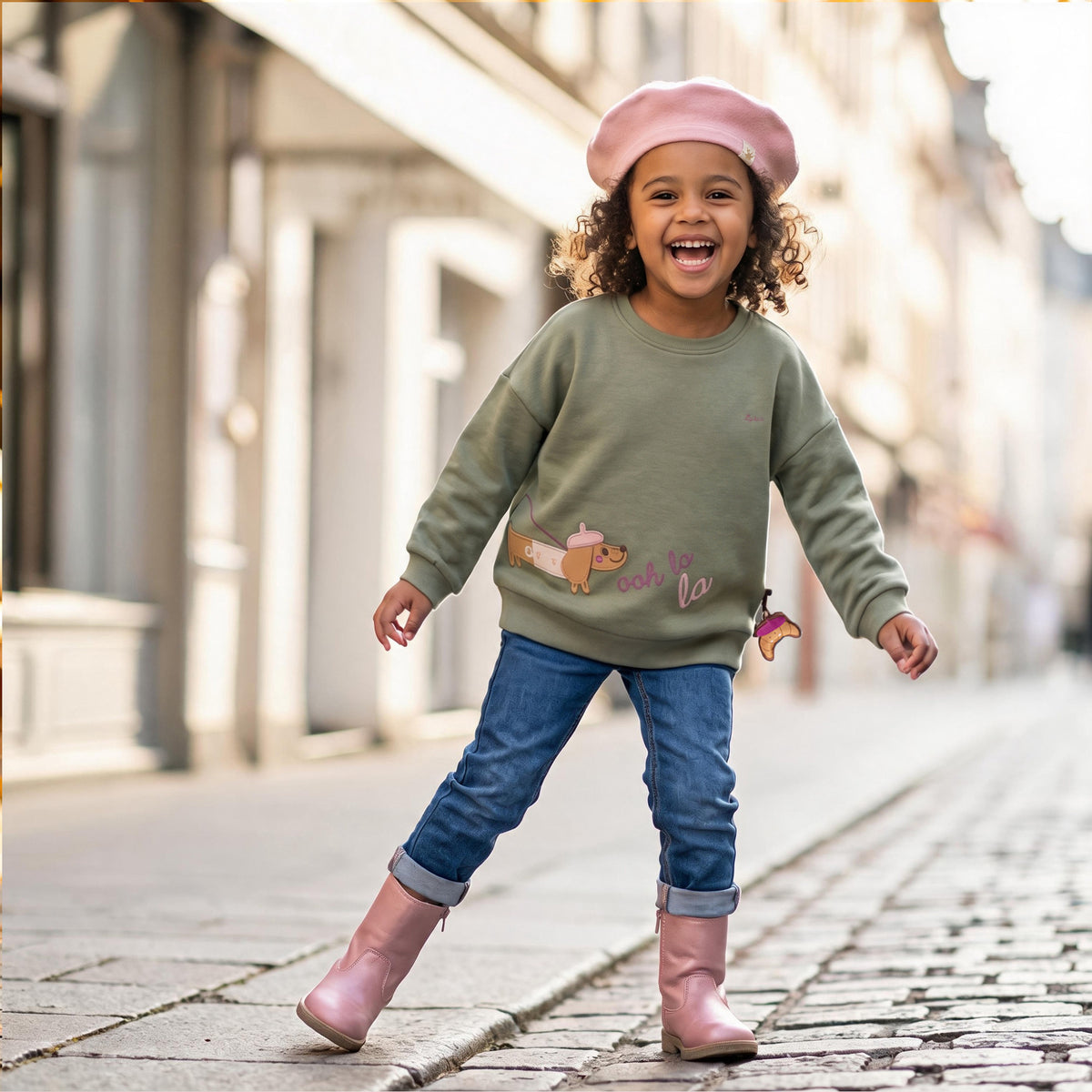 Sigikid Kinder Oversize-Sweatshirt Grün mit Dackel