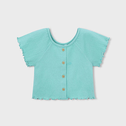 Mayoral Mädchen T-Shirt Türkis mit Knopfleiste