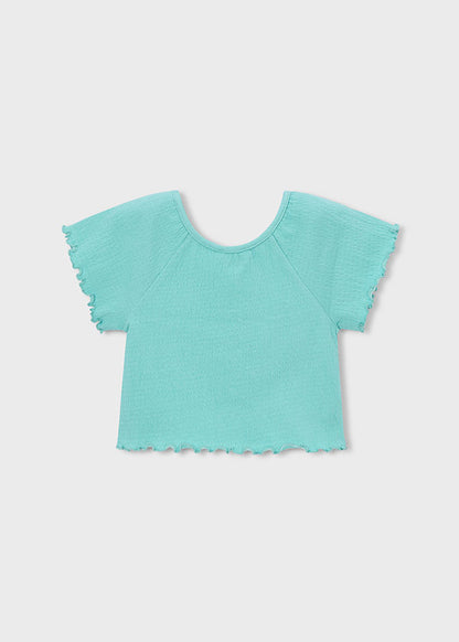 Mayoral Mädchen T-Shirt Türkis mit Knopfleiste