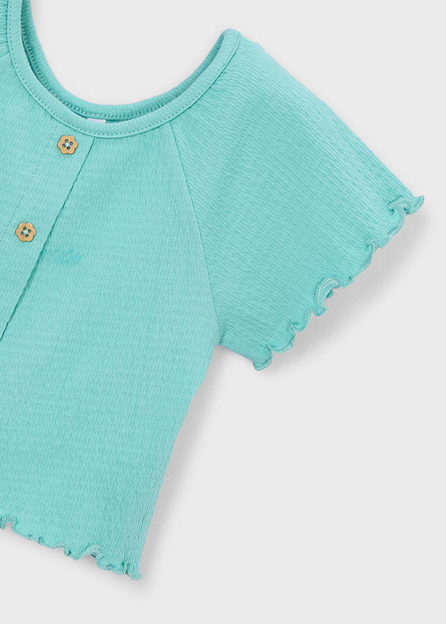 Mayoral Mädchen T-Shirt Türkis mit Knopfleiste