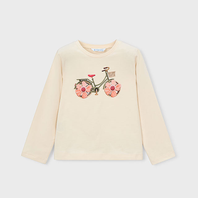 Mayoral Mädchen Langarmshirt Creme mit Fahrrad