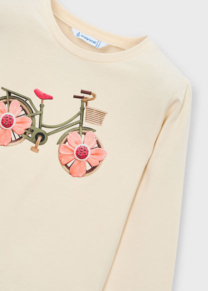 Mayoral Mädchen Langarmshirt Creme mit Fahrrad