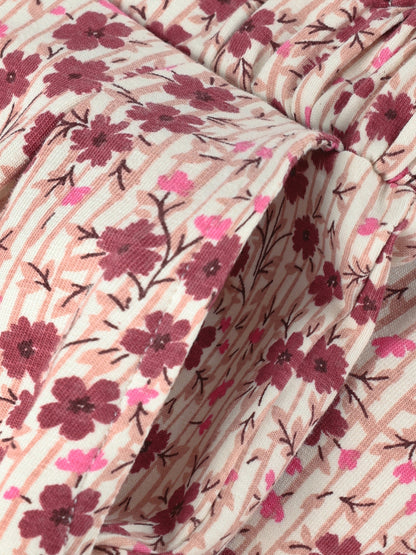 Minymo Mädchen Leggings – Rosa mit Blumenmuster