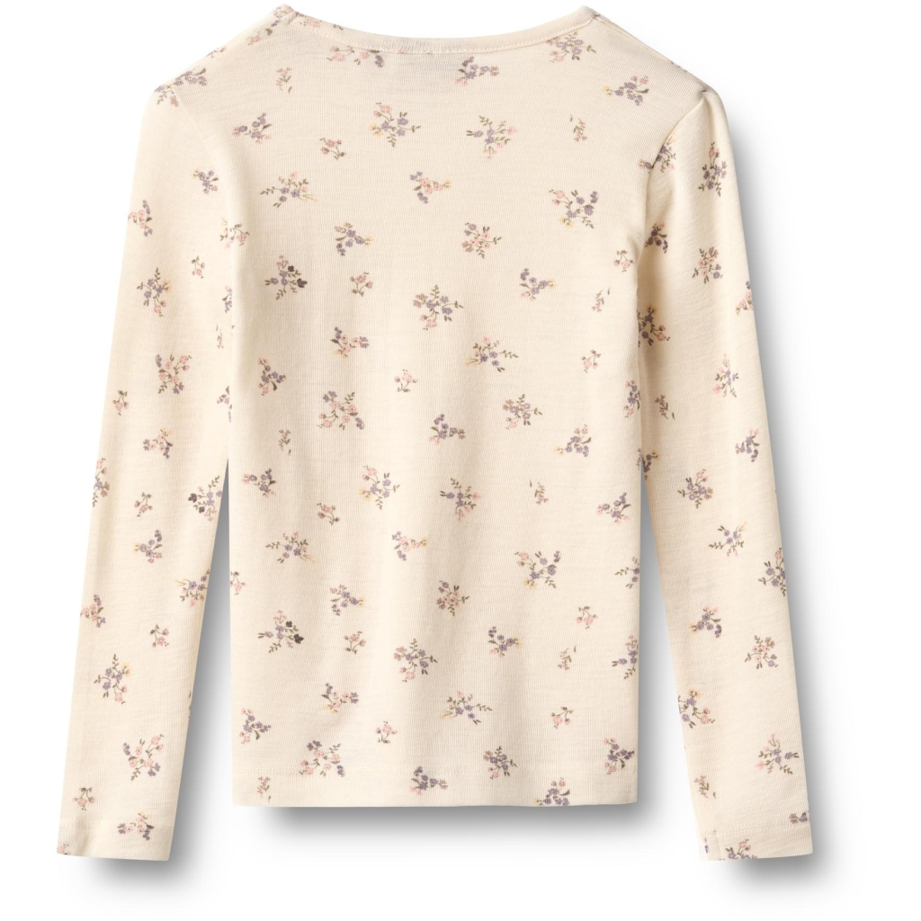 Wheat Woll-Langarmshirt Alfie mit Blumenprint – Eggshell