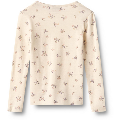 Wheat Woll-Langarmshirt Alfie mit Blumenprint – Eggshell