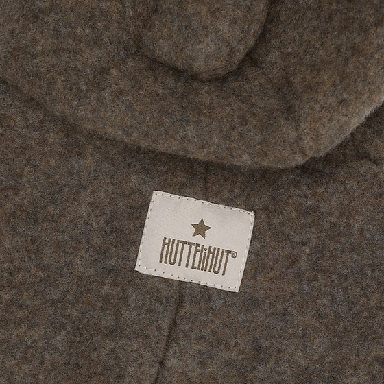 HUTTEliHUT Baby Wollfleece Overall mit Ohren – Brown Melange