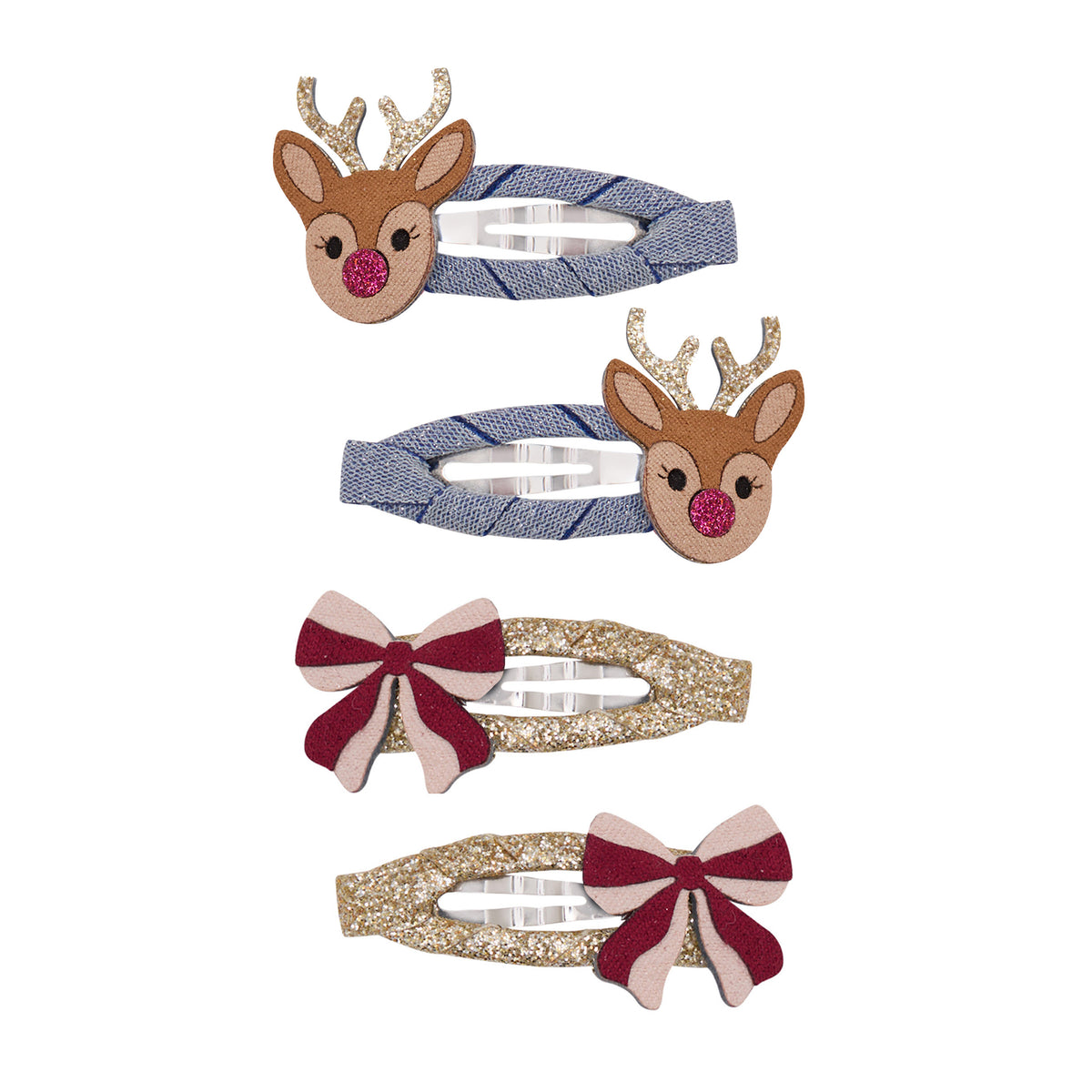 Mimi & Lula Rudolph & Schleife Haarspangen – 4er-Set