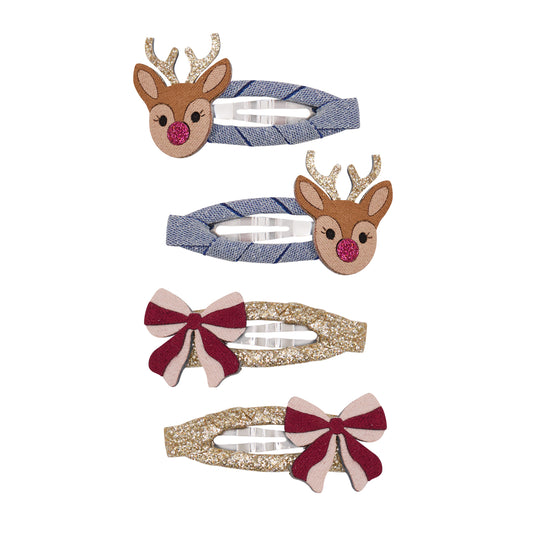 Mimi & Lula Rudolph & Schleife Haarspangen – 4er-Set