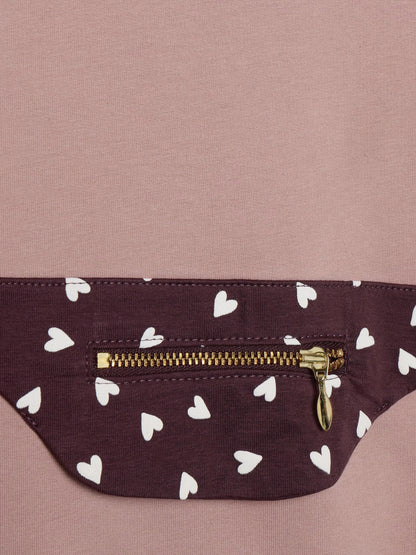 Minymo Mädchen Sweatshirt – Rosa mit Bauchtasche & Herzen