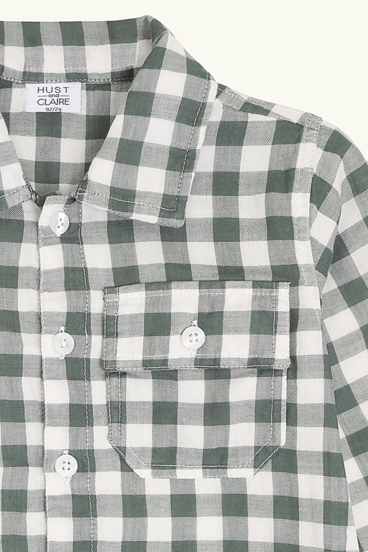 Hust & Claire Jungen Hemd HCRavn Muslin Check - Balsam Green - Extra 2 (3)