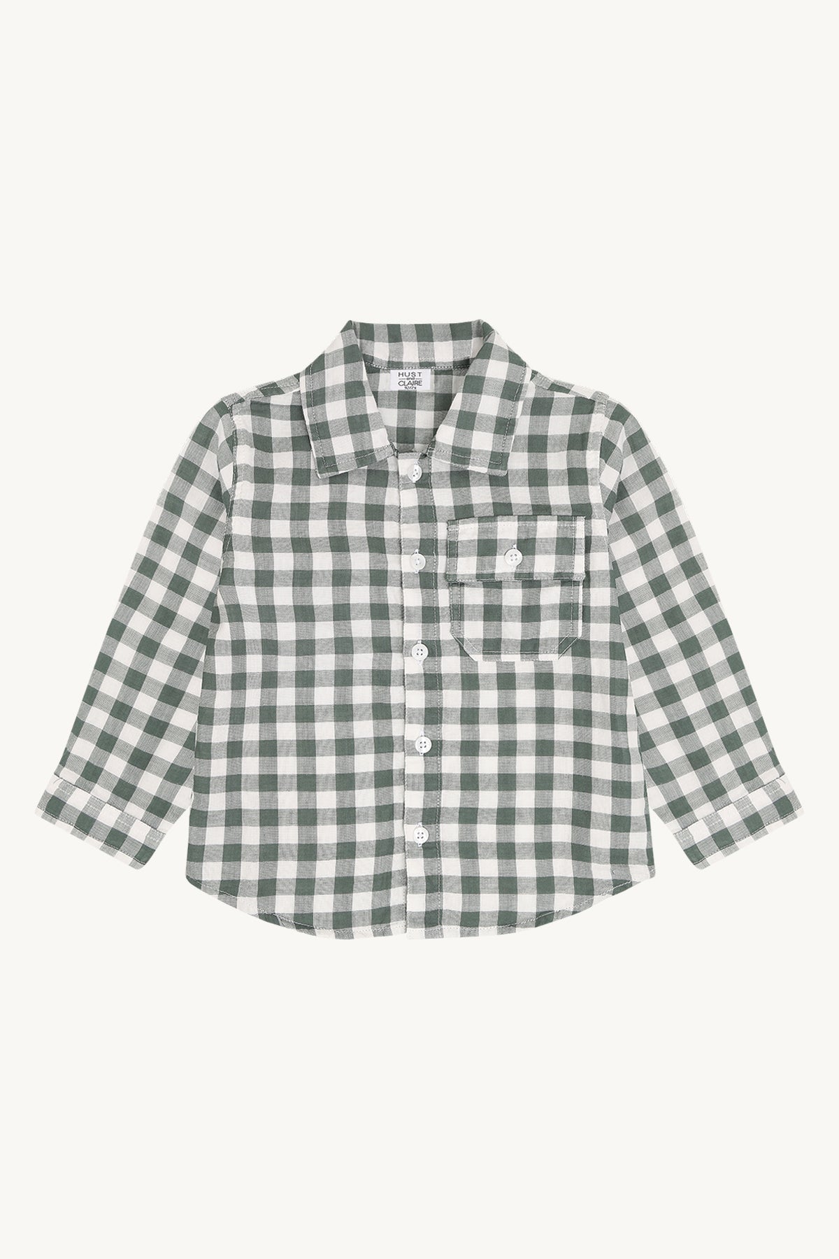 Hust & Claire Jungen Hemd HCRavn Muslin Check - Balsam Green - Main