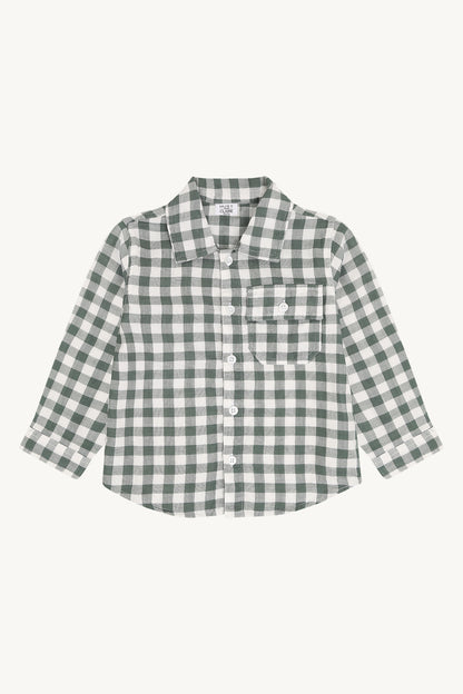 Hust & Claire Jungen Hemd HCRavn Muslin Check - Balsam Green - Main