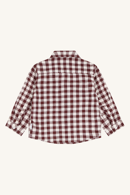Hust & Claire Jungen Hemd HCRavn Muslin Check - Red Chocolate - Extra 1 (2)