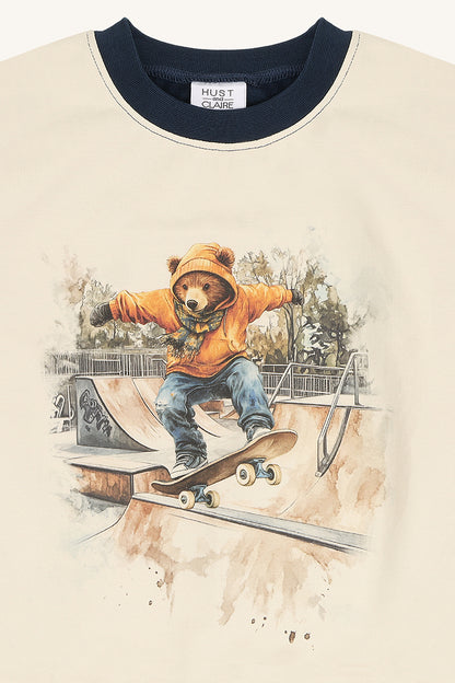 Hust & Claire Jungen Shirt HCSejer Skating Bear - Blues - Extra 2 (3)