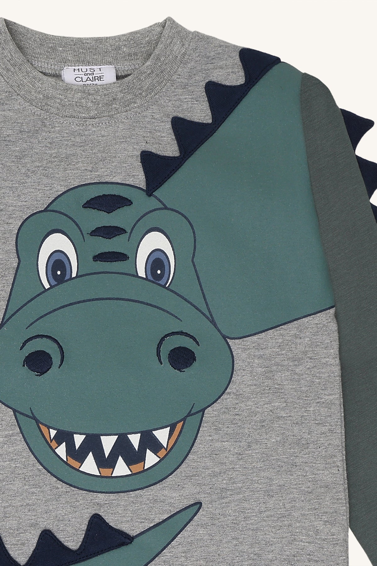 Hust & Claire Jungen Shirt HCAnton Dino - Grey Melange - Extra 2 (3)