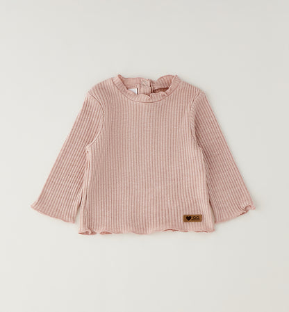 Ido Mädchen Ripp-Langarmshirt Rosa mit Glitzer