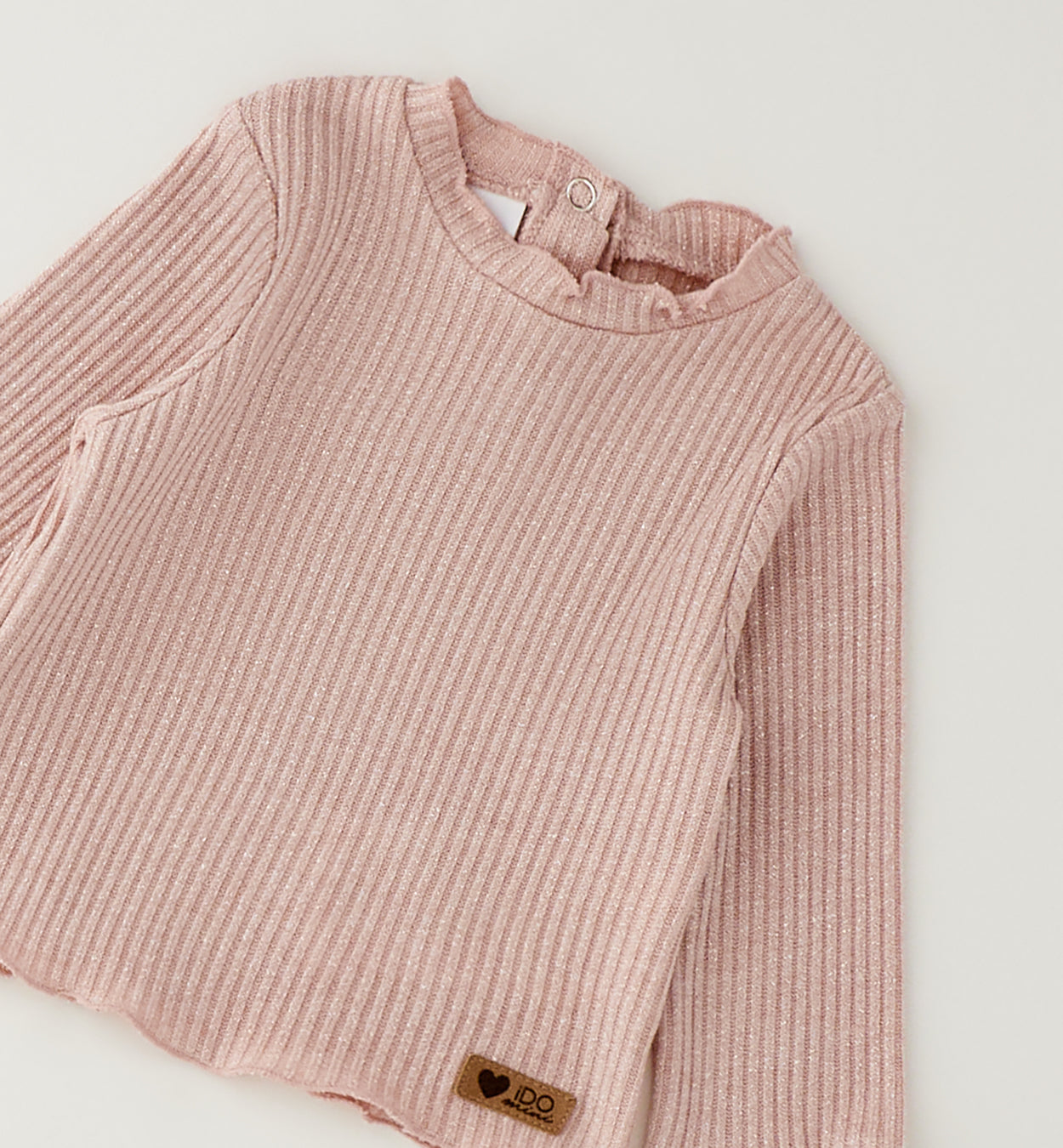 Ido Mädchen Ripp-Langarmshirt Rosa mit Glitzer