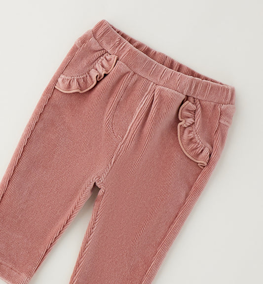 iDO Mädchen Cordhose Altrosa mit Rüschentaschen – Vorderansicht