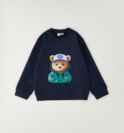 iDO Jungen Sweatshirt Marine mit Teddy – gefaltete Ansicht