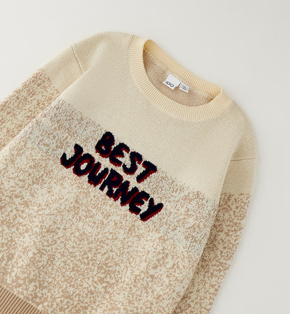 iDO Jungen Strickpullover Creme mit Best Journey Schriftzug