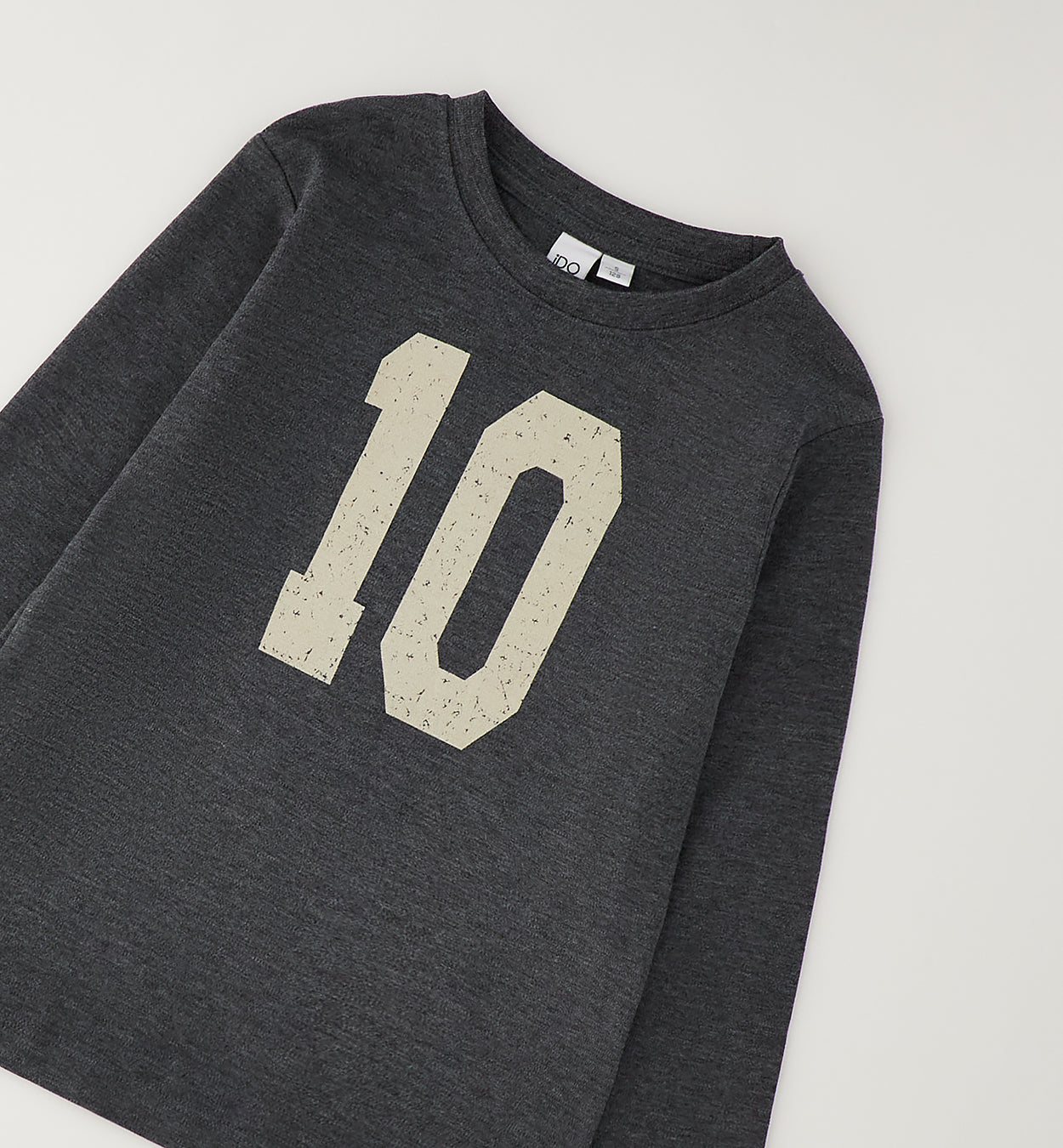 iDO Mädchen Langarmshirt Dunkelgrau mit Zahlenprint 10