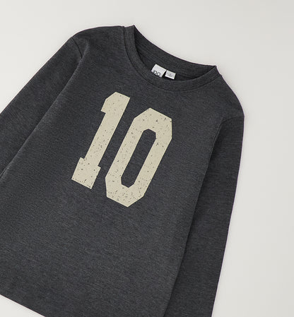 iDO Mädchen Langarmshirt Dunkelgrau mit Zahlenprint 10
