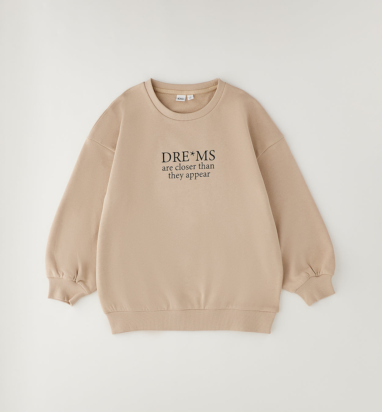 iDO Mädchen Sweatshirt Beige mit Schriftzug – gefaltete Ansicht