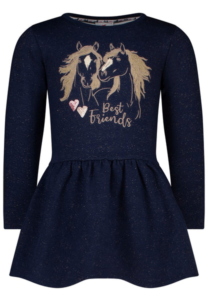 Salt and Pepper Mädchen Sweatkleid Pferd – Dunkelblau