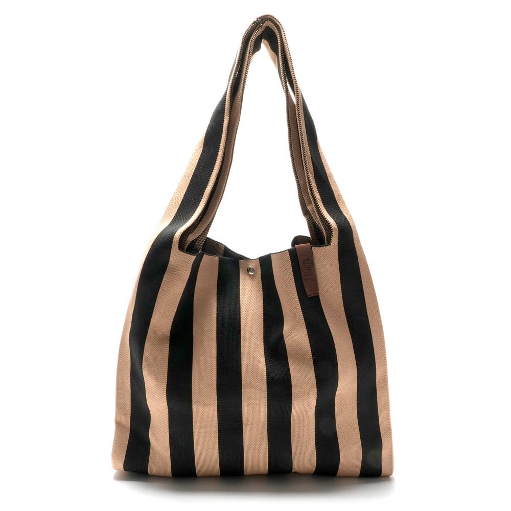 LOT83 Shopper Lois 24 Schwarz Camel gestreift