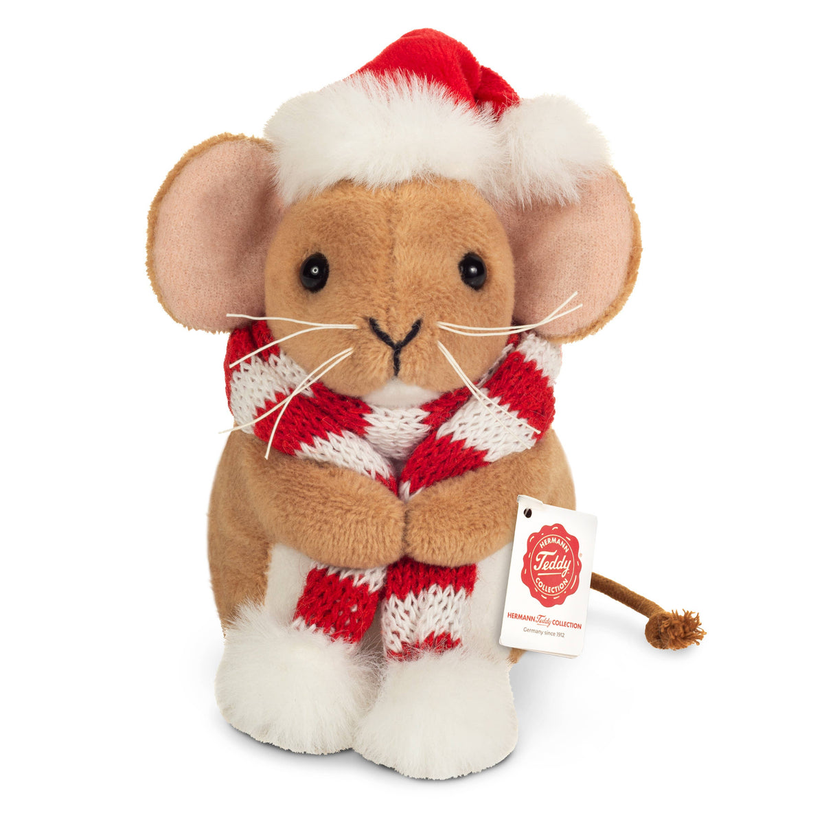 Weihnachtsmaus mit Schal 11 cm - Plüschtier - Stofftier