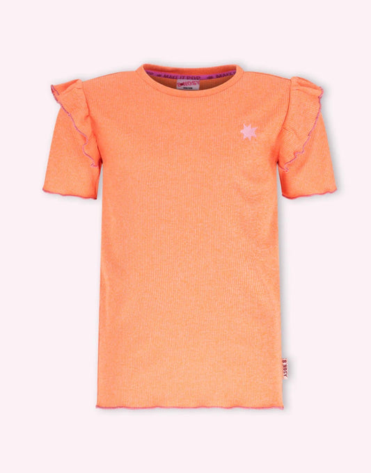 B.Nosy Mädchen Top Coral – Rüschenärmel Sommer