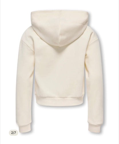 ONLY Mädchen Hoodie Creme mit Leoparden-Herz