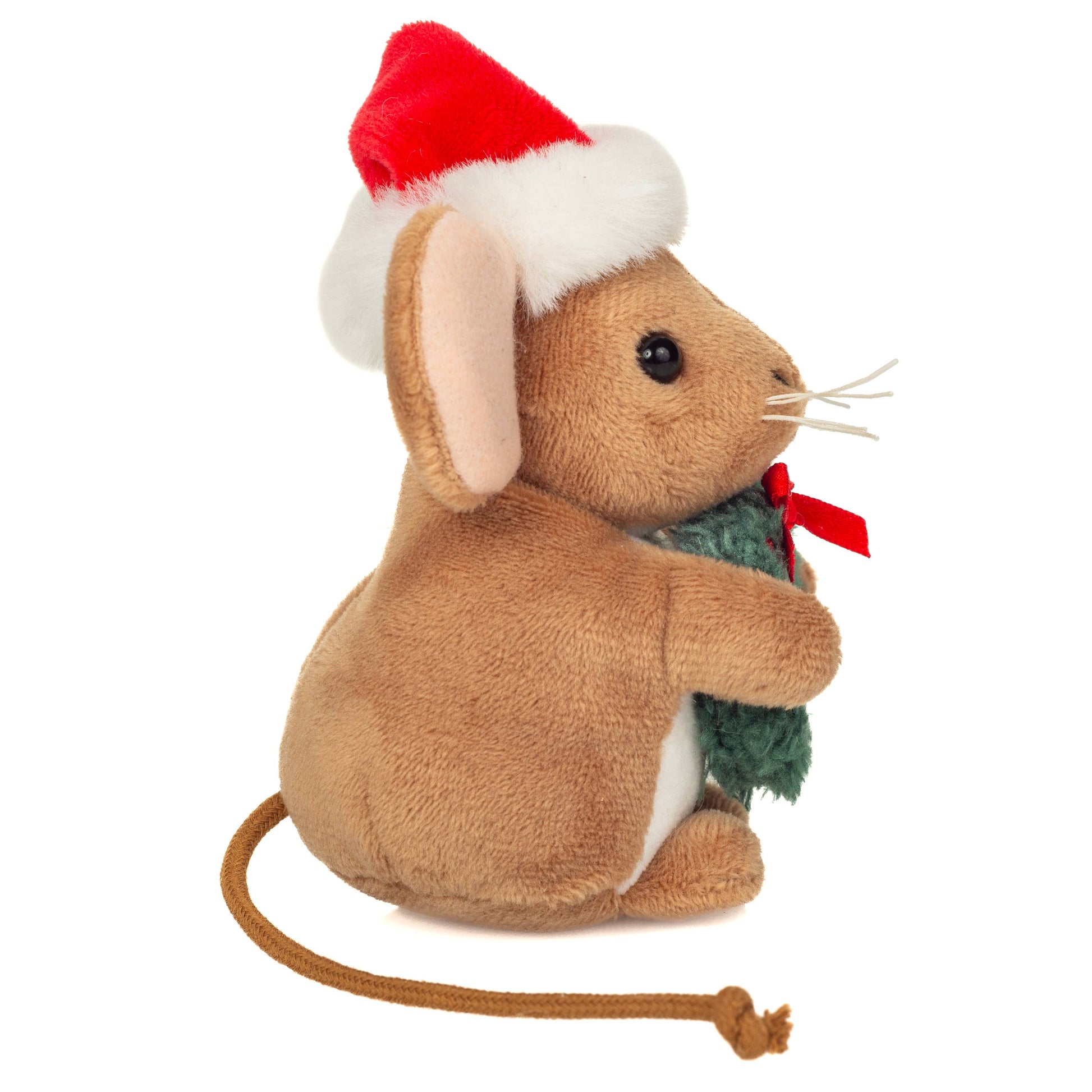 Weihnachtsmaus mit Kranz 11 cm - Plüschtier - Stofftier