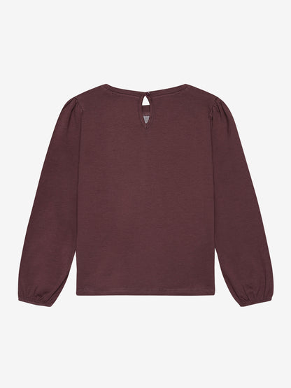 Minymo Mädchen Langarmshirt – Bordeaux mit Herzen