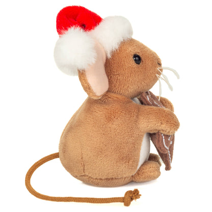 Weihnachtsmaus mit Keks 11 cm - Plüschtier - Stofftier