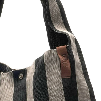 LOT83 Shopper Lois 22 Schwarz Grau gestreift
