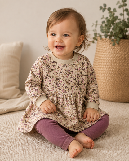 Wheat Baby Kleid – Blumenmuster Beige