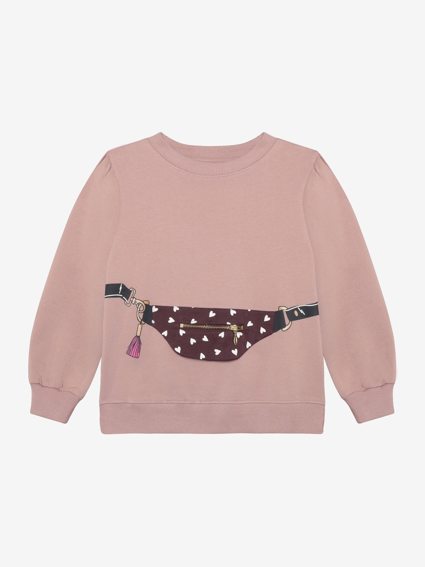 Minymo Mädchen Sweatshirt – Rosa mit Bauchtasche & Herzen