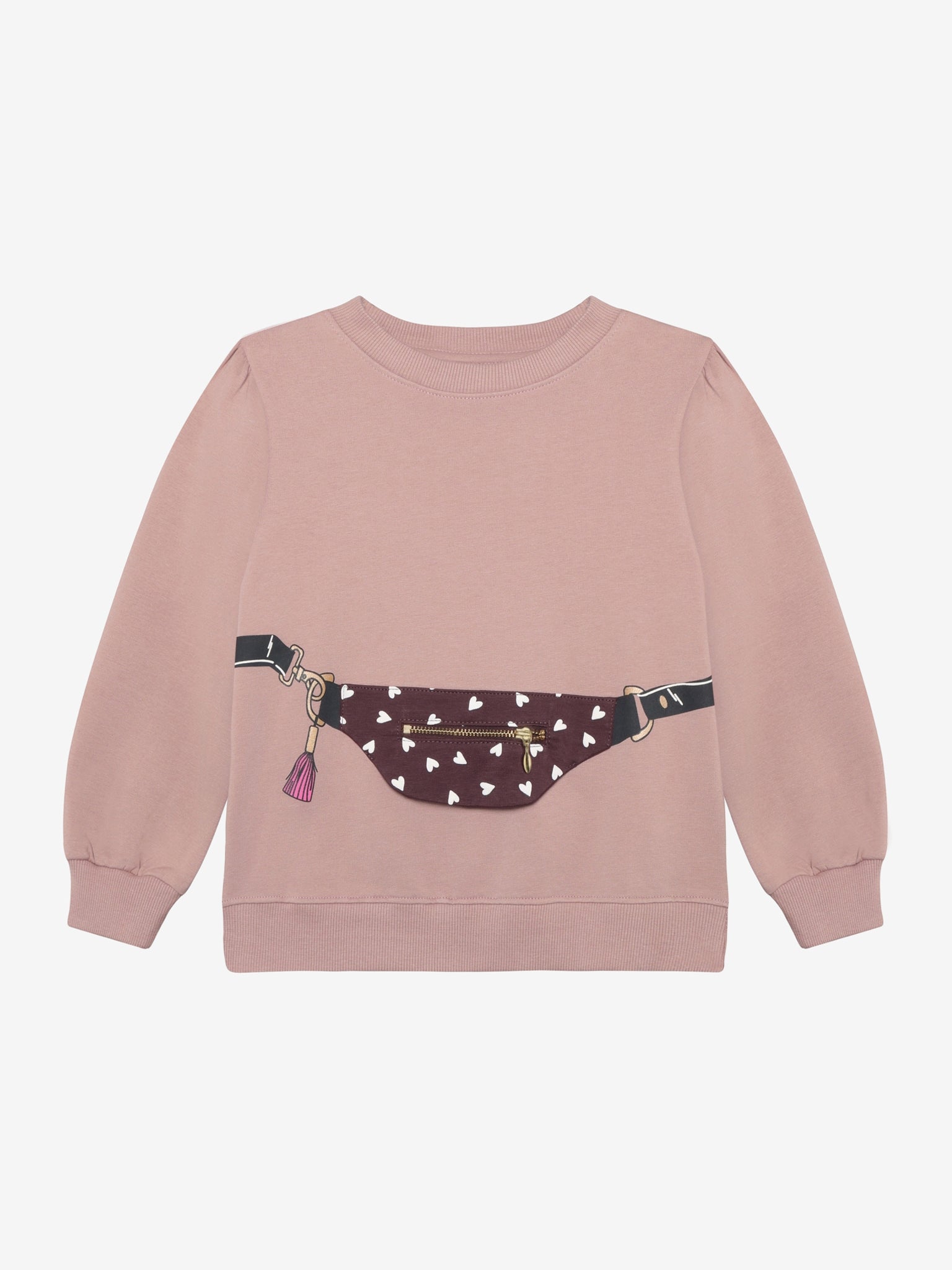 Minymo Mädchen Sweatshirt – Rosa mit Bauchtasche & Herzen