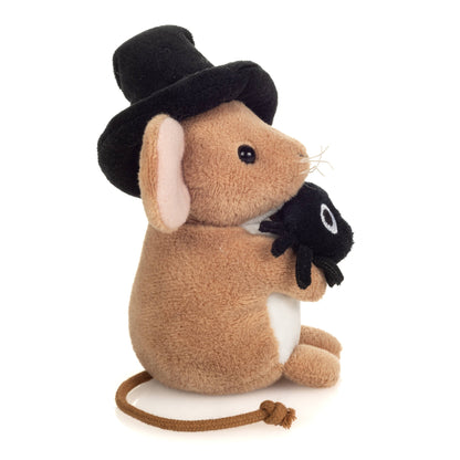 Halloweenmaus m. Spinne 11 cm - Plüschtier - Stofftier