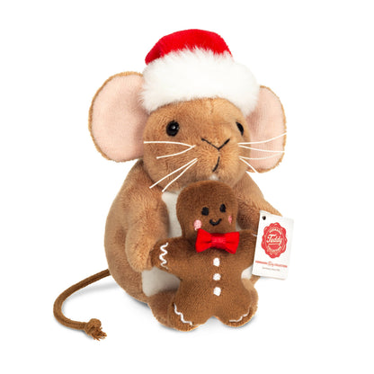Weihnachtsmaus mit Lebkuchenmann 11 cm-Plüschtier-Stofftier
